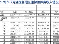 2017年前7月各省市原保险保费收入排名表.xls