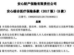 安心财险综合医疗保险2017版B款条款一起慧99无门诊计划费率表.rar