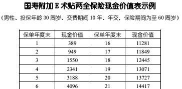 国寿附加E术贴两全保险现金价值表折标系数业管实务.rar