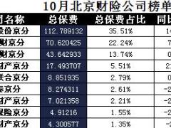 北京2016年前10月财险公司总保费排行榜.xls