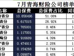 青海省2017年前7月财险公司总保费排行榜.xls