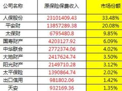 2017年前8月财产保险公司原保险保费收入情况排名表.xls