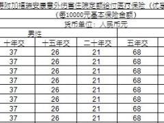 国寿附加福瑞安康意外伤害住院定额给付医疗保险优享版费率表1页.xls