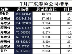 广东省2017年前7月寿险公司总保费排行榜.xls