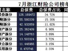 浙江省2017年前7月财险公司总保费排行榜.xls