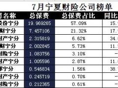 宁夏2017年前7月财险公司总保费排行榜.xls