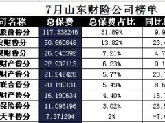 山东省2017年前7月财险公司总保费排行榜.xls