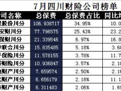 四川省2017年前7月财险公司总保费排行榜.xls