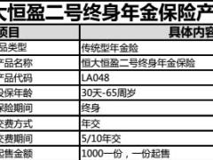 恒大恒盈二号终身年金保险产品简介条款.rar