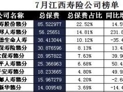 江西省2017年前7月寿险公司总保费排行榜.xls