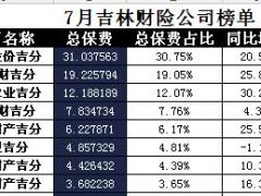 吉林省2017年前7月财险公司总保费排行榜.xls