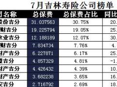 吉林省2017年前7月寿险公司总保费排行榜.xls