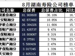 湖南省2017年前8月寿险公司总保费排行榜.xls