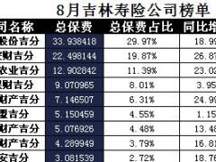 吉林省2017年前8月寿险公司总保费排行榜.xls