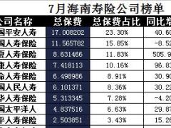 海南省2017年前7月寿险公司总保费排行榜.xls