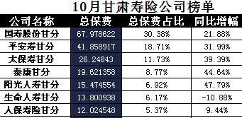 甘肃省2017年前10月寿险公司总保费排行榜.xls