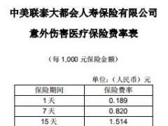 中美联泰大都会人寿意外伤害医疗保险条款费率表.rar