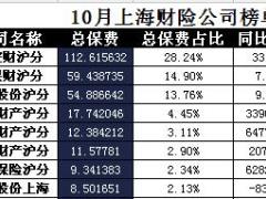 上海2017年前10月财险公司总保费排行榜.xls