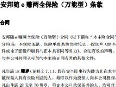 安邦随e赚两全保险万能型条款产品说明书.rar
