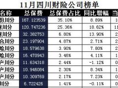四川省2017年前11月财险公司总保费排行榜.xls