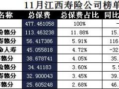 江西省2017年前11月寿险公司总保费排行榜.xls