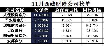 西藏2017年前11月财险公司总保费排行榜.xls