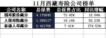 西藏2017年前11月寿险公司总保费排行榜.xls