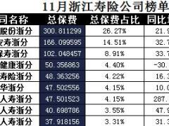 浙江省2017年前11月寿险公司总保费排行榜.xls
