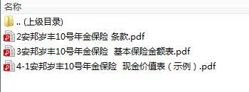 安邦岁丰10号年金保险条款费率表现金价值.rar
