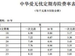 中华爱无忧定期寿险条款费率表.rar