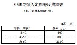 中华关键人定期寿险条款费率表.rar
