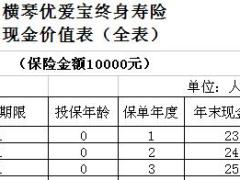 横琴优爱宝终身寿险条款费率表现金价值三折页.rar