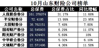 山东省2017年前10月财险公司总保费排行榜.xls