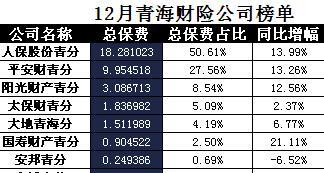 青海省2017年前12月财险公司总保费排行榜.xls