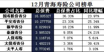 青海省2017年前12月寿险公司总保费排行榜.xls
