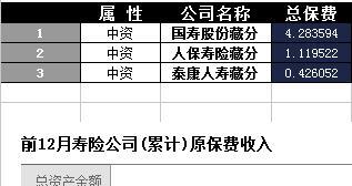西藏2017年前12月寿险公司总保费排行榜.xls