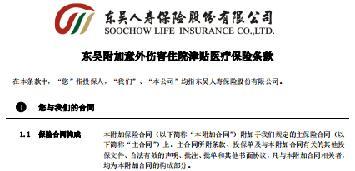 东吴附加意外伤害住院津贴医疗保险条款费率表核保规则.rar