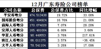 广东省2017年前12月寿险公司总保费排行榜.xls