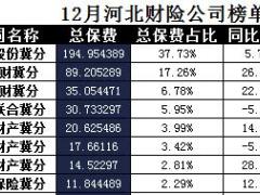 河北省2017年前12月财险公司总保费排行榜.xls