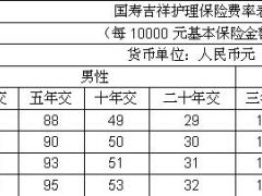 国寿吉祥护理保险费率表.docx