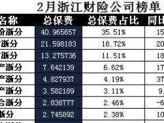 浙江省2018年前2月财险公司总保费排行榜.xls