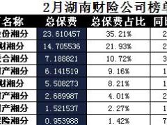 湖南省2018年前2月财险公司总保费排行榜.xls