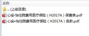 太平洋心安怡住院费用医疗保险H2017A条款费率表.rar