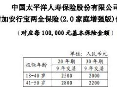 太平洋附加安行宝两全保险2.0家庭增强版条款费率表.rar