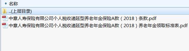 中意个人税收递延型养老年金保险A款2018条款养老年金领取标准表.rar