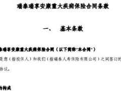 瑞泰瑞享安康重大疾病保险合同条款核保规则产品简介.rar