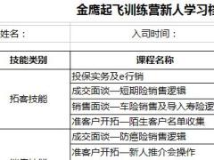 银保保险规划师新人育成体系培训1课程表学习档案2页.xls
