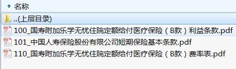 国寿附加乐学无忧住院定额给付医疗保险B款条款费率.rar