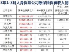 2018年前8月人身保险公司保费收入排名表.xls