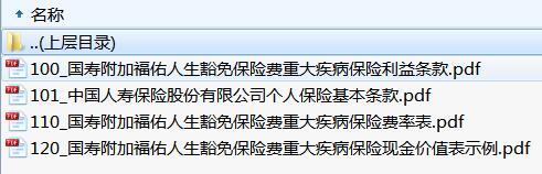 国寿附加福佑人生豁免保险费重大疾病保险条款费率现金价值.rar
